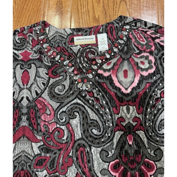 Alfred Dunner Women's Pink Paisley Embellished Top Sz 2X Artsy Glam Smart Casual - Picture 2 of 4
